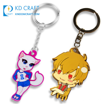 Pretty decorative bulk cheap custom soft pvc rubber kawaii boy girl couple anime keychain for sale